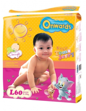 Onwards - Tom & Jerry baby diapers (Mega pack) - L60 (for babies 9-14kg)