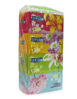 Onwards - 3 Ply Box Tissues <br/>4 Boxes x 130 Sheets   1TP 3ply